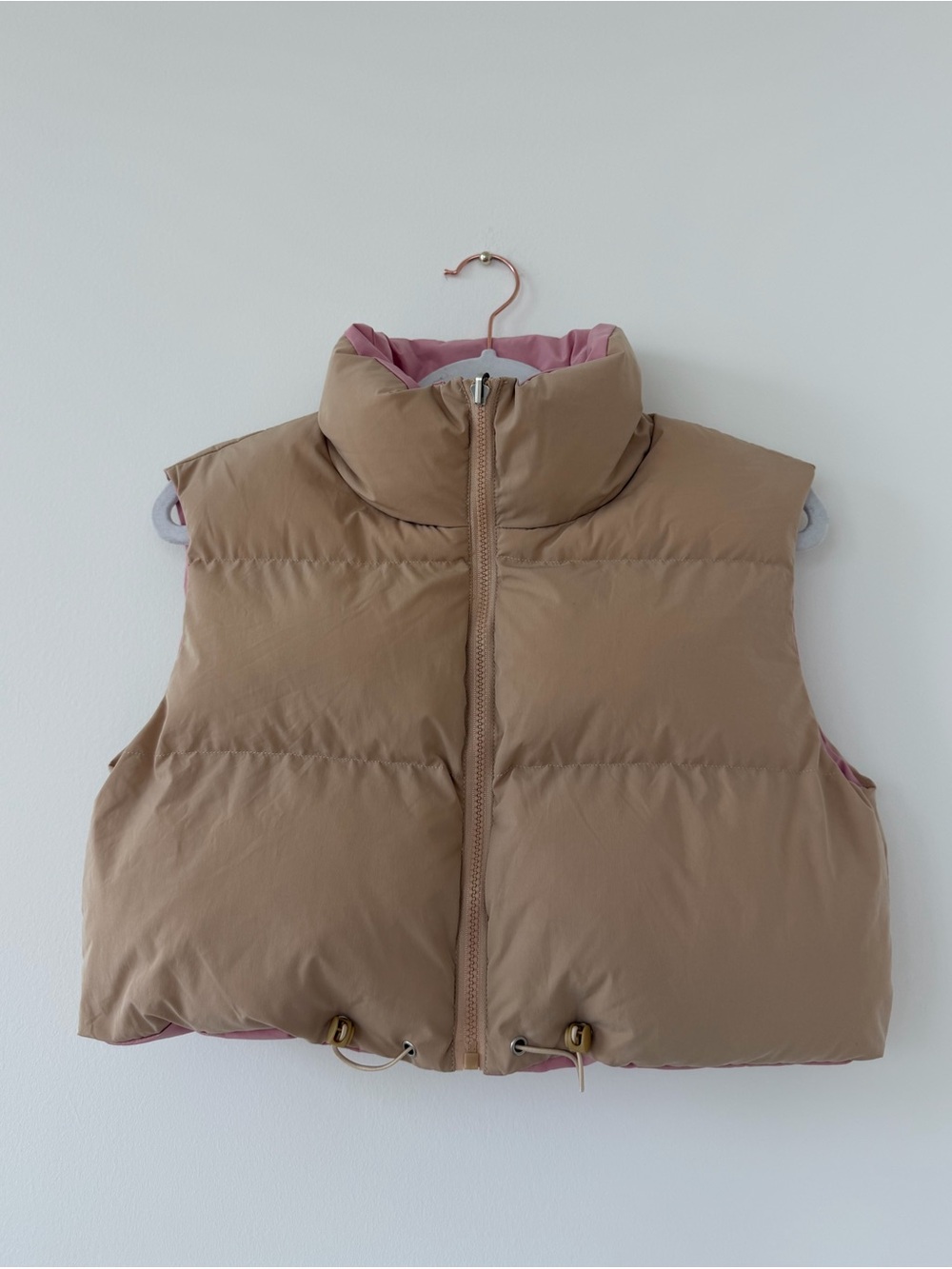 Tan & Pink Puffer Vest